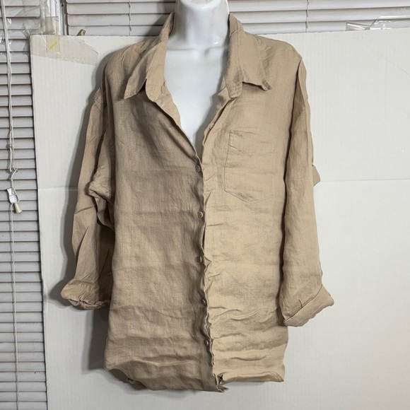 Wilfred | Tops | Aritzia Wilfred Color Humus Beige Relaxed Linen Shirt ...